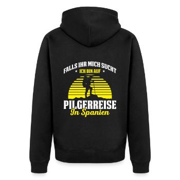 Jakobsweg Für Pilger Wanderer Pilgerweg Camino de - Unisex Premium Bio Zip Hoodie - Schwarz - Hinten - Nico (187cm)