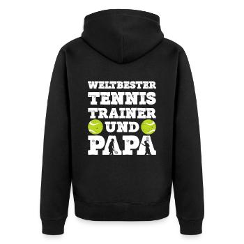 Weltbester Tennis Trainer Und Papa Tennisspieler - Unisex Premium Bio Zip Hoodie - Schwarz - Hinten - Nico (187cm)