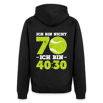 Ich Bin Nicht 70 Ich Bin 40:30 Tennisspieler 70. G - Unisex Premium Bio Zip Hoodie - Schwarz - Hinten - Nico (187cm)