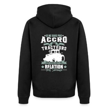 Dicton drôle de tracteur - Veste à capuche bio Premium Unisexe - noir - Dos - Nico (187cm)