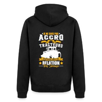 Drôle Tracteur Humour - Veste à capuche bio Premium Unisexe - noir - Dos - Nico (187cm)