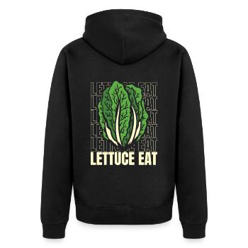 Lettuce Eat Vegan Vegans Plant-Based Vegetarian - Unisex Premium Organic Zip Hoodie - black - Back - Nico (187cm)