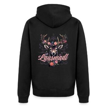 Lausmadl Mädchen Damen Trachtenshirt Kind Madl - Unisex Premium Bio Zip Hoodie - Schwarz - Hinten - Nico (187cm)