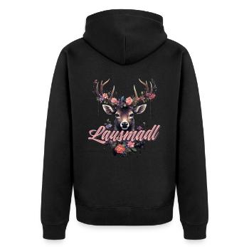 Lausmadl Mädchen Damen Trachtenshirt Kind Madl - Unisex Premium Bio Zip Hoodie - Schwarz - Hinten - Nico (187cm)