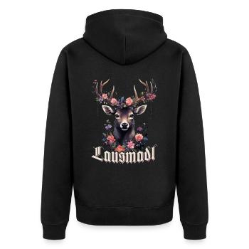 Lausmadl Mädchen Damen Trachtenshirt Kind Madl - Unisex Premium Bio Zip Hoodie - Schwarz - Hinten - Nico (187cm)