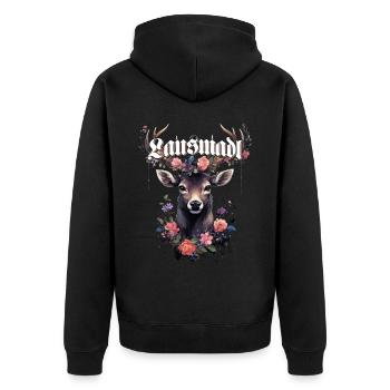 Lausmadl Mädchen Damen Trachtenshirt Kind Madl - Unisex Premium Bio Zip Hoodie - Schwarz - Hinten - Nico (187cm)