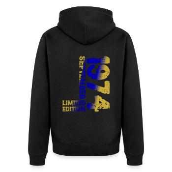 1974 September Limited Edition 49th Birthday Decoration - Unisex Premium Organic Zip Hoodie - black - Back - Nico (187cm)