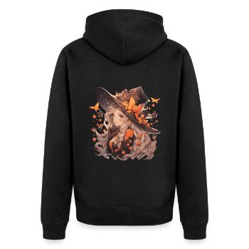 Witch Witch Witch Halloween Witch Outfit - Unisex Premium Organic Zip Hoodie - black - Back - Nico (187cm)