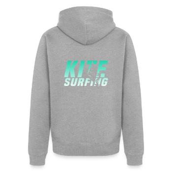 Kite Surfing - Unisex Premium Bio Zip Hoodie - Grau meliert - Hinten - Nico (187cm)
