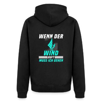 Kite surfen Spruch - Unisex Premium Bio Zip Hoodie - Schwarz - Hinten - Nico (187cm)