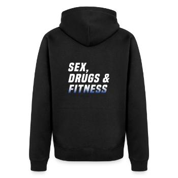 Sex drugs and fitness - Unisex Premium Organic Zip Hoodie - black - Back - Nico (187cm)