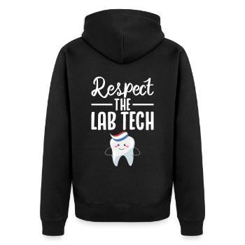 Funny Dental Lab Technician Dentist - Unisex Premium Organic Zip Hoodie - black - Back - Nico (187cm)
