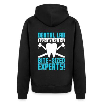 Funny experts for dental laboratory technology in Bissgrösse - Unisex Premium Organic Zip Hoodie - black - Back - Nico (187cm)