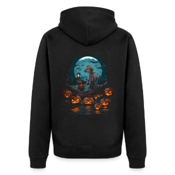 Creepy angler creepy Halloween fisherman - Unisex Premium Organic Zip Hoodie - black - Back - Nico (187cm)