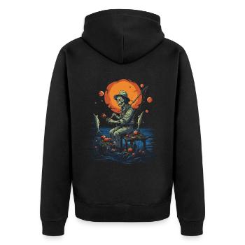 Creepy angler creepy Halloween fisherman - Unisex Premium Organic Zip Hoodie - black - Back - Nico (187cm)