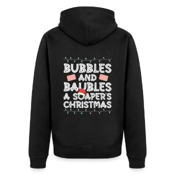 Soap making Christmas soap boiler saying - Unisex Premium Organic Zip Hoodie - black - Back - Nico (187cm)