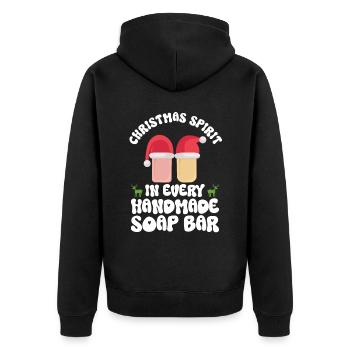 Soap making Christmas soap boiler saying - Unisex Premium Organic Zip Hoodie - black - Back - Nico (187cm)