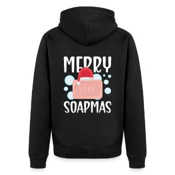 Soap making Christmas soap boiler saying - Unisex Premium Organic Zip Hoodie - black - Back - Nico (187cm)