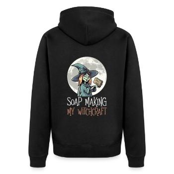 Seife machen Halloween Seifensieder Spruch - Unisex Premium Bio Zip Hoodie - Schwarz - Hinten - Nico (187cm)