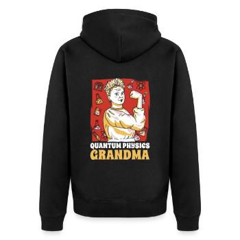 Physik Phyiker Oma Quantenphysik - Unisex Premium Bio Zip Hoodie - Schwarz - Hinten - Nico (187cm)