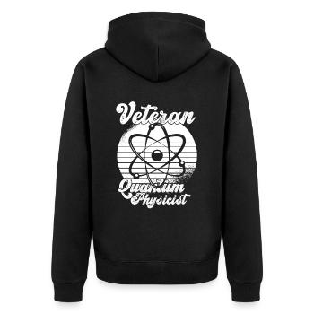 Physik Phyiker Veteran Quantenphysik - Unisex Premium Bio Zip Hoodie - Schwarz - Hinten - Nico (187cm)