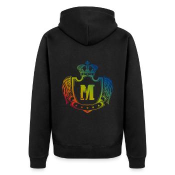 M Buchstabe Wappen - Unisex Premium Bio Zip Hoodie - Schwarz - Hinten - Nico (187cm)