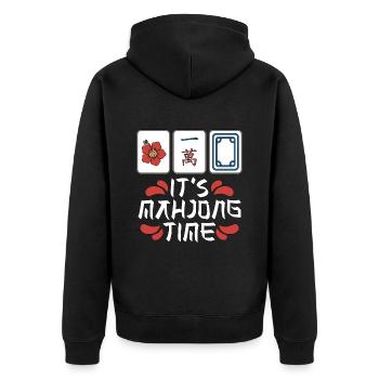 C’est Mahjong Time Loves Tuiles de jeu de société Mahjongg - Veste à capuche bio Premium Unisexe - noir - Dos - Nico (187cm)