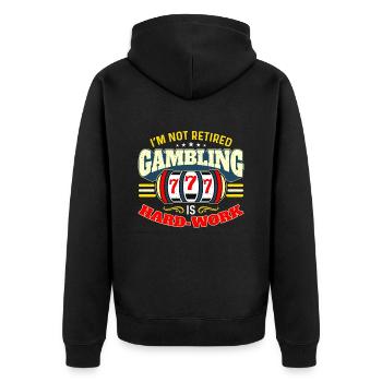 Slots Machine I'm Not Retired Gambling Is Casino - Unisex Premium Organic Zip Hoodie - black - Back - Nico (187cm)