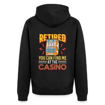Slots Machine Retired You Can Find Me At Casino - Unisex Premium Bio Zip Hoodie - Schwarz - Hinten - Nico (187cm)