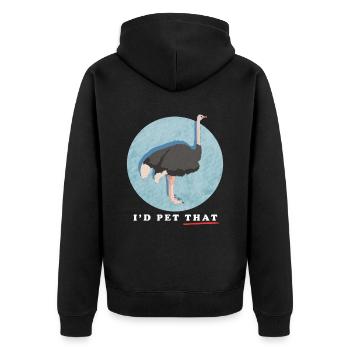 Strauß Vogel Straußenliebhaber Strauße Geschenk - Unisex Premium Bio Zip Hoodie - Schwarz - Hinten - Nico (187cm)