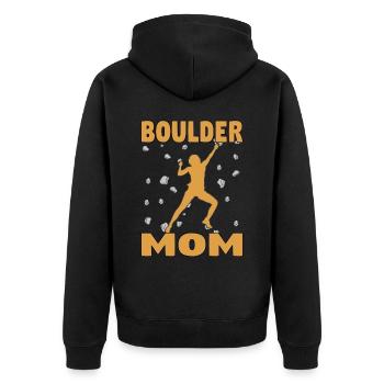 Bouldern Mama Boulder Mutti Boulderer Muttertag - Unisex Premium Bio Zip Hoodie - Schwarz - Hinten - Nico (187cm)