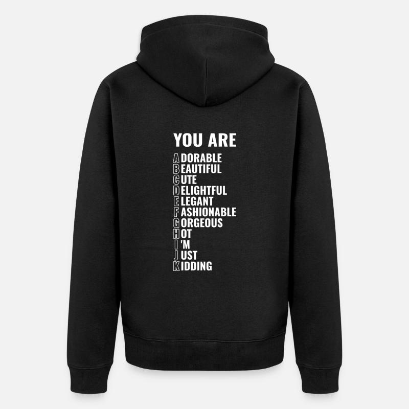 Vous êtes abcdefghijk - Alphabet - Veste à capuche bio Premium Unisexe - noir
