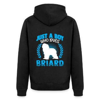 Garçon qui aime Briard Berger de Brie - Veste à capuche bio Premium Unisexe - noir - Dos - Nico (187cm)