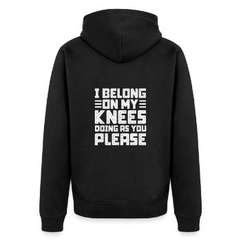 Sadomaso BDSM Domina SM Sado Maso Geschenk - Unisex Premium Bio Zip Hoodie - Schwarz - Hinten - Nico (187cm)