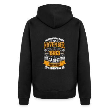 40e anniversaire - Veste à capuche bio Premium Unisexe - noir - Dos - Nico (187cm)