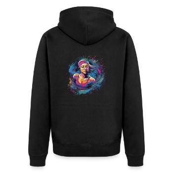 Schwimmer schwimmen Damen Schwimm - Unisex Premium Bio Zip Hoodie - Schwarz - Hinten - Nico (187cm)
