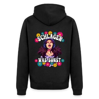 Schlager - Unisex Premium Bio Zip Hoodie - Schwarz - Hinten - Nico (187cm)