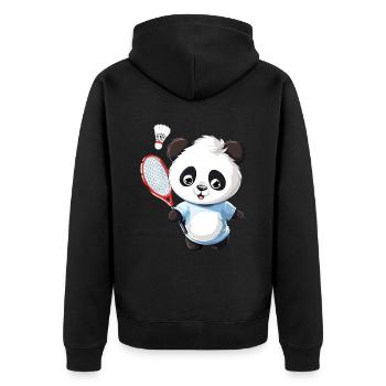 Shuttlecock Badminton Player Smash Racquet Sports - Unisex Premium Organic Zip Hoodie - black - Back - Nico (187cm)