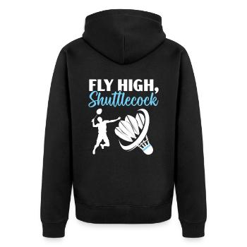 Shuttlecock Badminton Player Smash Racquet Sports - Unisex Premium Organic Zip Hoodie - black - Back - Nico (187cm)