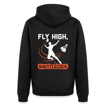 Shuttlecock Badminton Player Smash Racquet Sports - Unisex Premium Organic Zip Hoodie - black - Back - Nico (187cm)
