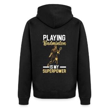 Shuttlecock Badminton Player Smash Racquet Sports - Unisex Premium Organic Zip Hoodie - black - Back - Nico (187cm)
