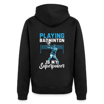 Shuttlecock Badminton Player Smash Racquet Sports - Unisex Premium Organic Zip Hoodie - black - Back - Nico (187cm)