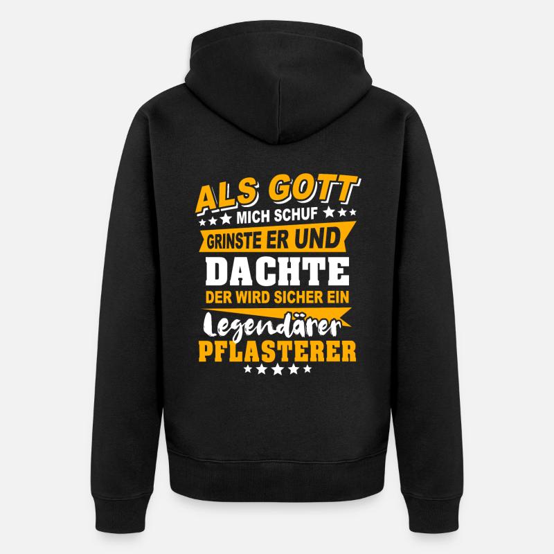 Pflasterer Sprüche - Unisex Premium Bio Zip Hoodie - Schwarz