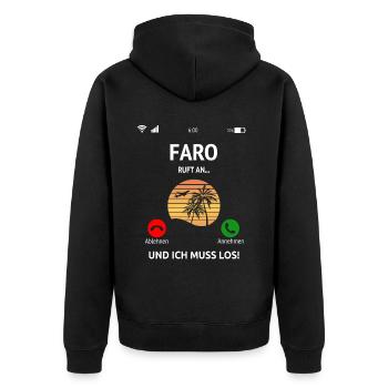 Faro Algarve Portugal Urlaub Idee - Unisex Premium Bio Zip Hoodie - Schwarz - Hinten - Nico (187cm)