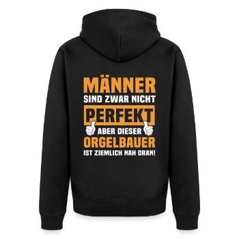 Lustige Orgelbauer Sprüche - Unisex Premium Bio Zip Hoodie - Schwarz - Hinten - Nico (187cm)
