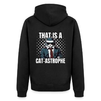 Katzen Katze Katzenshirt Katze Geschenkidee kitten - Unisex Premium Bio Zip Hoodie - Schwarz - Hinten - Nico (187cm)