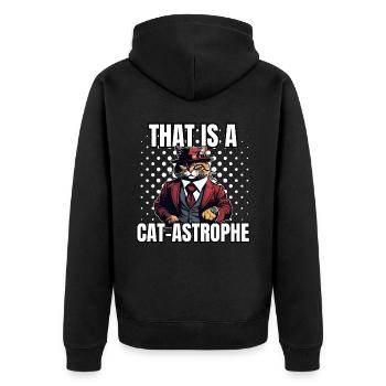 Katzen Katze Katzenshirt Katze Geschenkidee kitten - Unisex Premium Bio Zip Hoodie - Schwarz - Hinten - Nico (187cm)