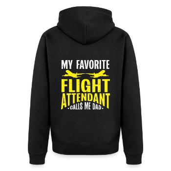Flight Attendant Papa Stewardess Flight Attendant - Unisex Premium Organic Zip Hoodie - black - Back - Nico (187cm)
