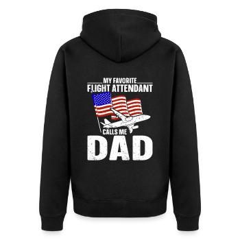 Flight Attendant Papa Stewardess Flight Attendant - Unisex Premium Organic Zip Hoodie - black - Back - Nico (187cm)