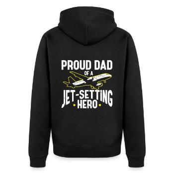 Flugbegleiter Papa Stewardess Flugbegleiter - Unisex Premium Bio Zip Hoodie - Schwarz - Hinten - Nico (187cm)